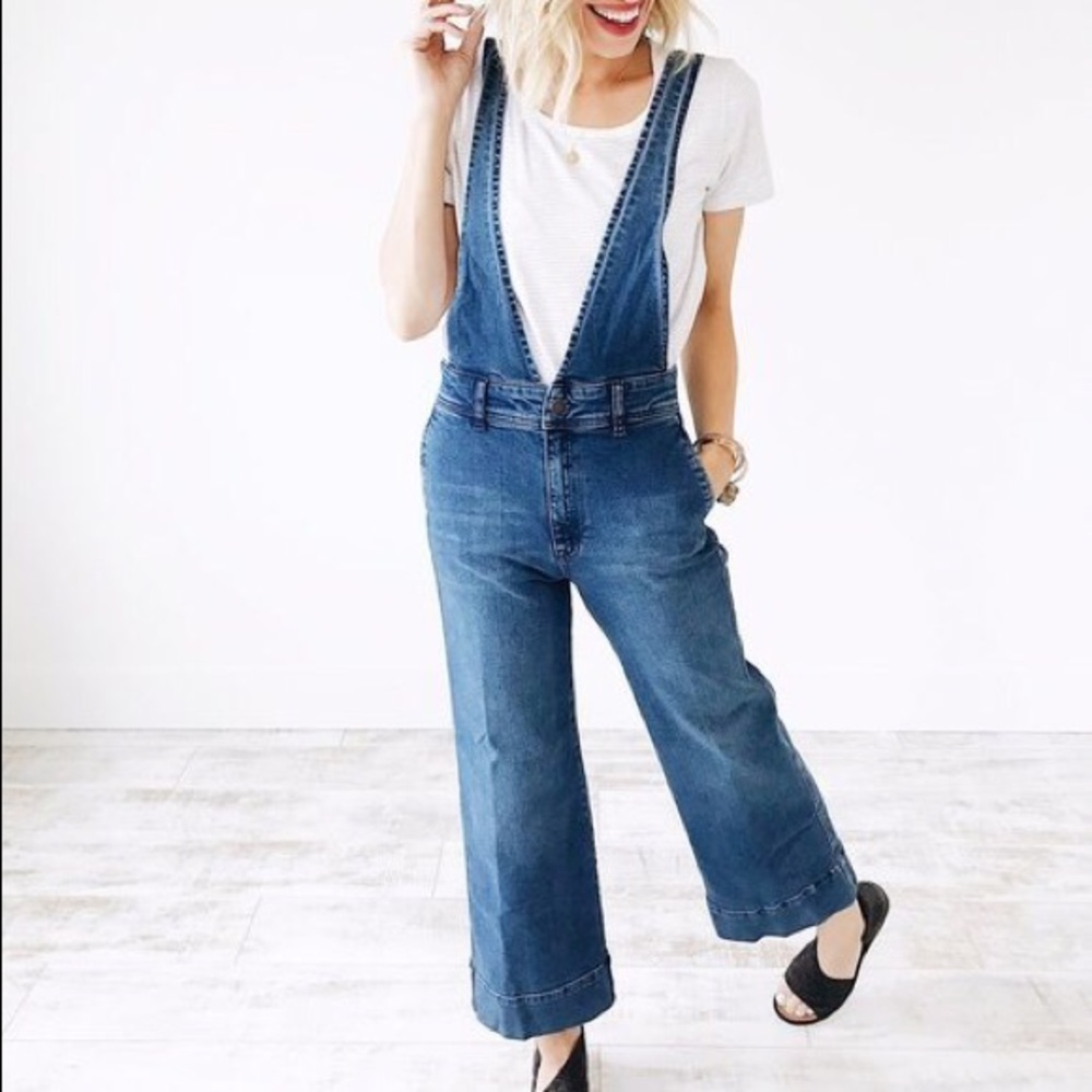 Free People Blue Denim Overalls